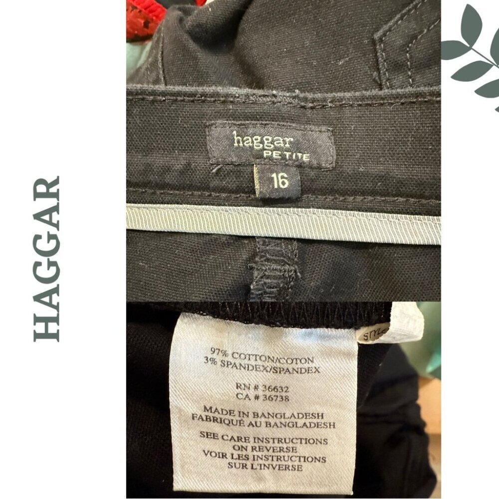 Classic Black Stretch Capris by Haggar | Mid Rise Cropped Pant Size 16P - Picture 6 of 6